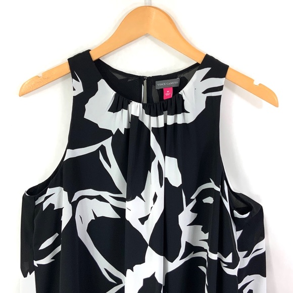 VINCE CAMUTO Tank Black & White Flowy  Tank Top J11 - Picture 2 of 7